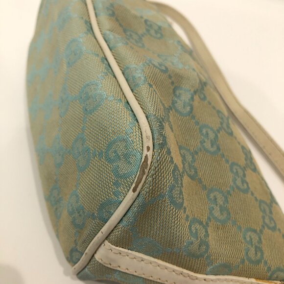 Gucci Mint GG Canvas Handbag SKU#85376 (gently used, strap edge crack) - Picture 6 of 12